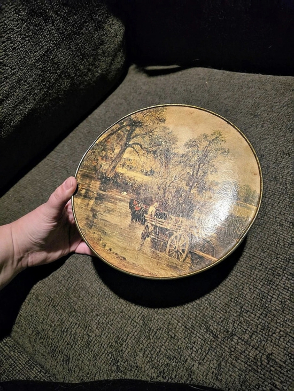 Vintage The Hay Wain Round Tin